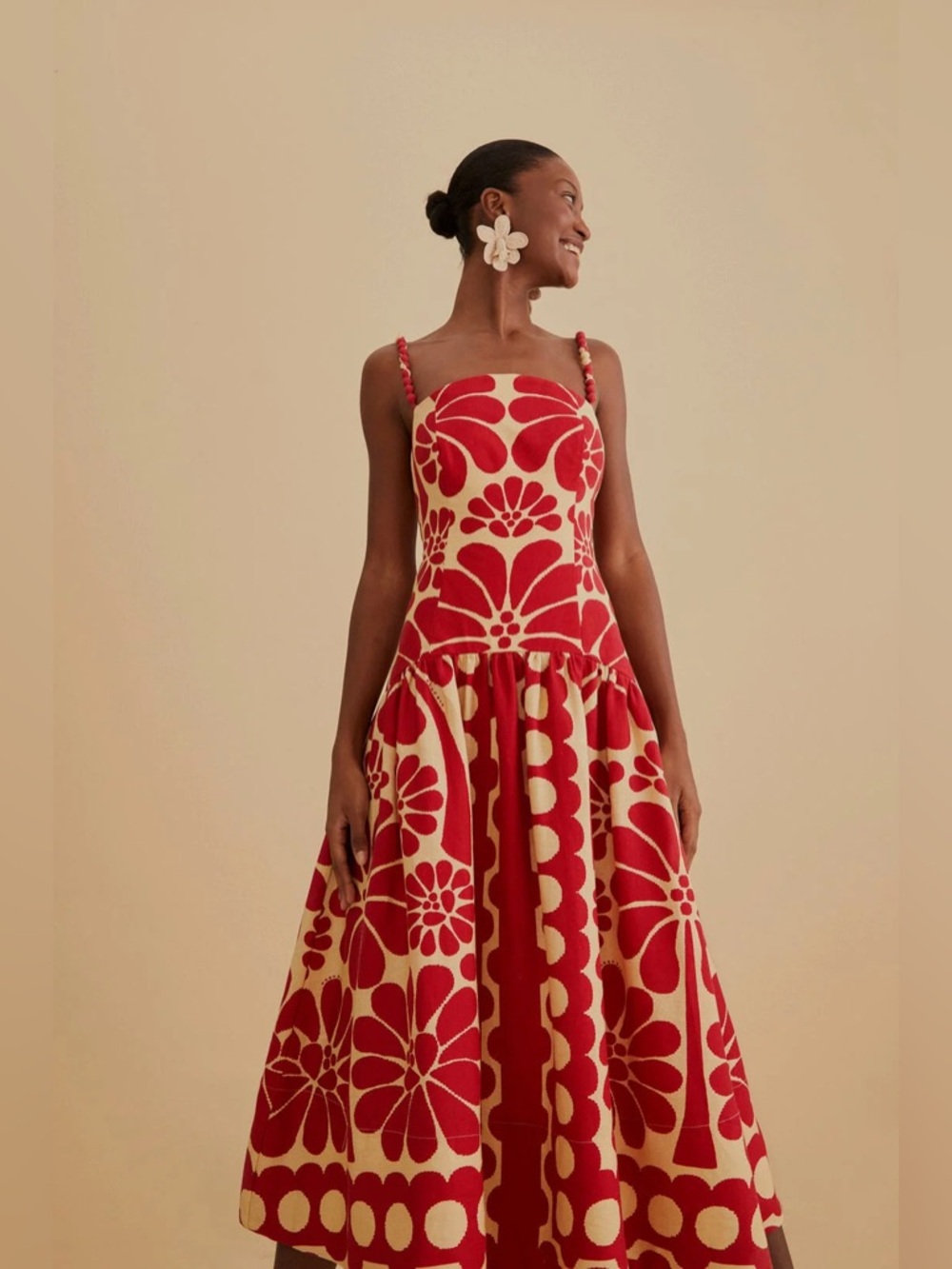 Red Palermo sleeveless midi dress FARM RIO ❤️ NWOT